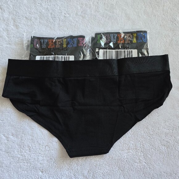 NWT 3 pair VS PINK Bling Hipster panties size Large Rainbow Logo - Picture 2 of 3